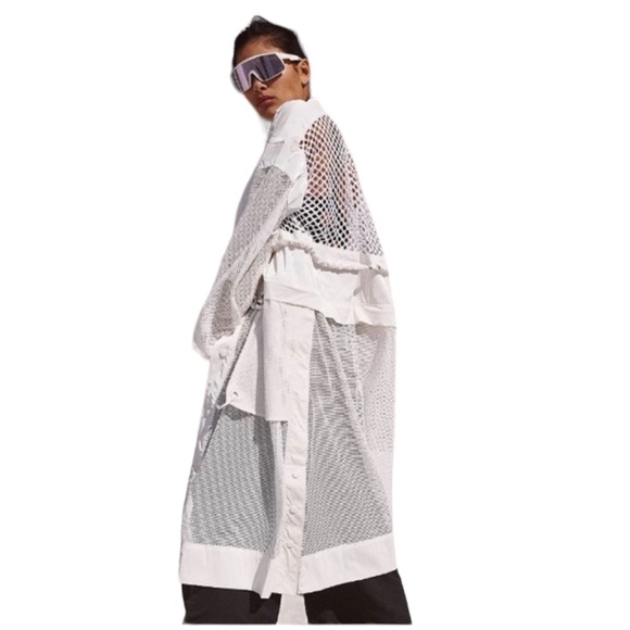 FP Movement by Free People Jackets & Blazers - FP Movement Under The Sea Mesh Maxi Parka White Wear Me Two Ways Net Jacket